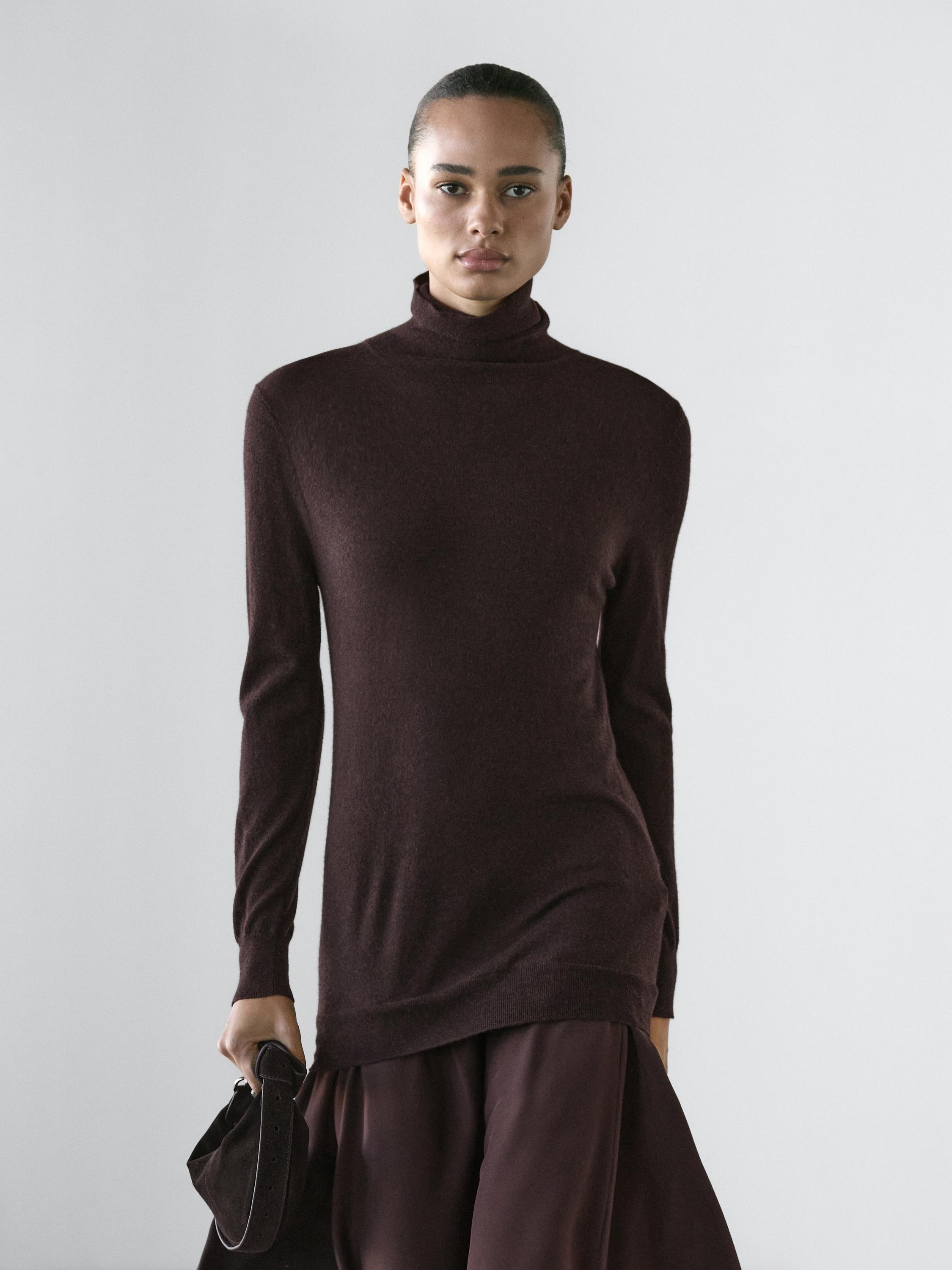 Wool blend knit dress with contrast detail